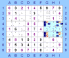 "Hidden Quad" in riquadro formato da da due coppie + due quaterne di numeri distribuiti su una coppia + due terne + una quaterna di cella (per Sudoku Solving Guide Pages)