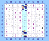 "Hidden Quad" in colonna formato da una coppia + 2 terne + una quaterna di numeri distribuiti allo stesso modo nelle celle (per Sudoku Solving Guide Pages)